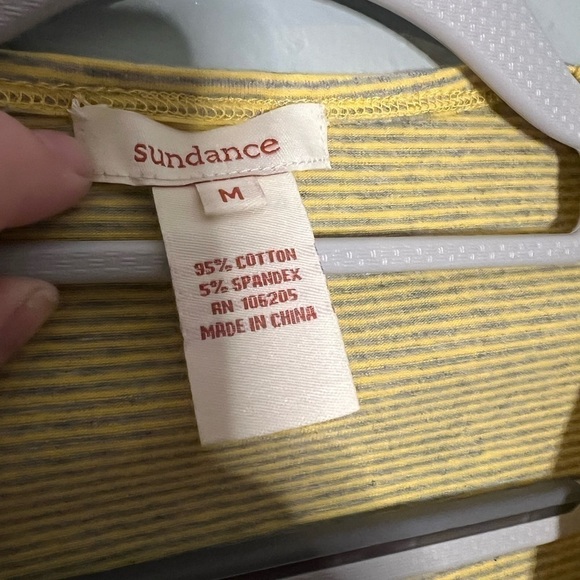 Sundance Yellow and grey striped rouched tee top - Picture 2 of 3